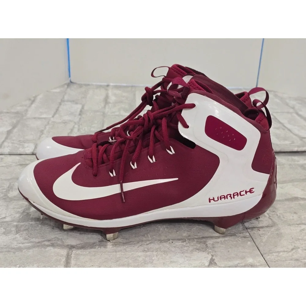 Nike Alpha Huarache Men's 13.5 Elite Metal Baseball Cleats Red 923428-612 Maroon